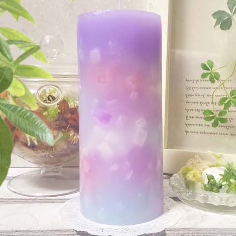 Φ6.7cm×H15cm ペタルキャンドル (ウィステリア) № 000415 /Gradation Candle