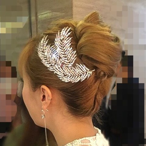 髪飾り#R81、ヘアコーム、ヘッドドレス  ビジュー 葉っぱ ヘアアクセサリー クリスタル 結婚式 披露宴　花嫁