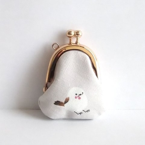 小さいがま口：豆姫：ちっちゃいがま口：littlie purse 371：かわいいがまぐち：小さな財布：シマエナガ,北海道,雪