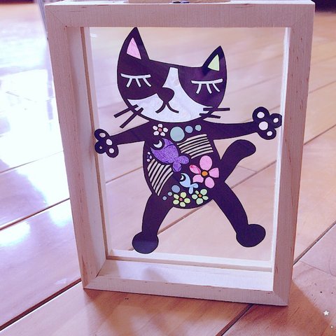 カラフル変顔ねこの切り絵╰(*´︶`*)╯