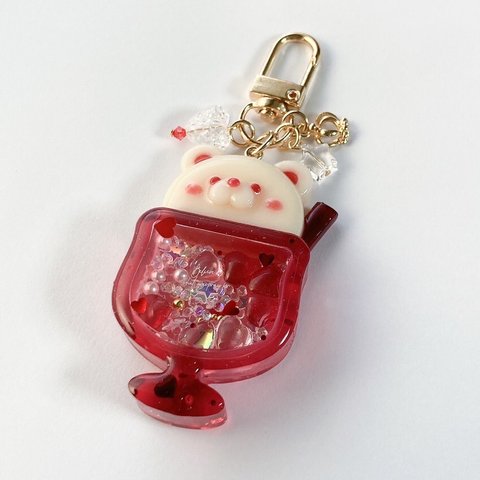 [1月26日販売]Cream soda bear shaker keychain(redberry)