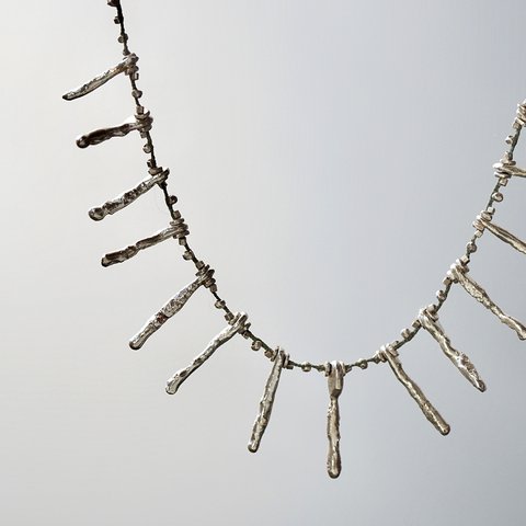 -Silver stick- braid BIB necklace