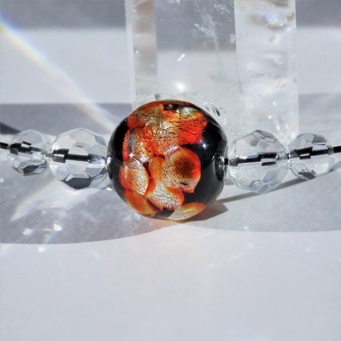とんぼ玉 ネックレス ほたる玉 軽い チョーカー シンプル ワイヤー 琉球 ホタルガラス 沖縄 オレンジ