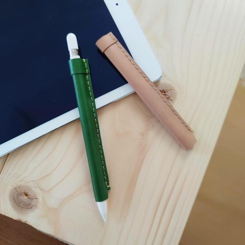 本革　ヌメ革　apple pencil専用ケース　グリップ力アップ　転がらないのでんなくならない！