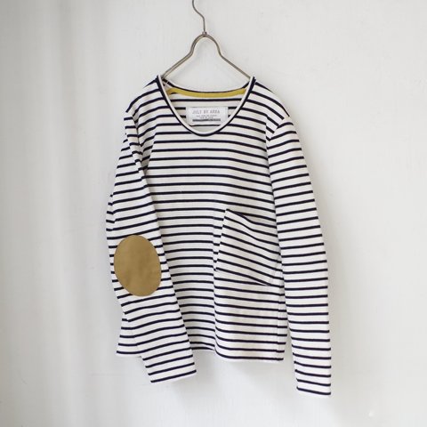 ＜SALE 30% OFF＞ 春秋冬用 ボーダーポケットロンT (off white × navy)　"size 1"