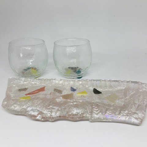 （No.78）貝殻ピンクの3点セット(ガラスと陶器)
