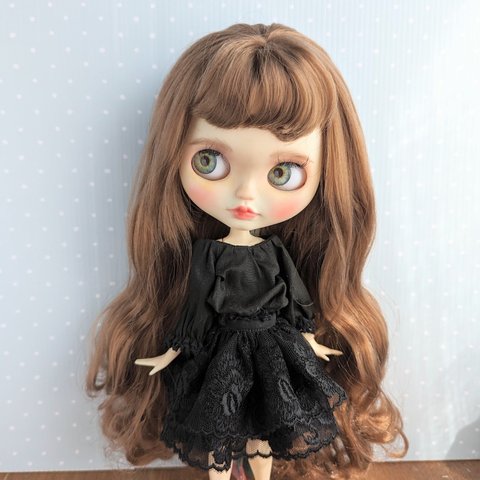 926※黒のレースたっぷりスカート※ブライスアウトフィット※1/6ドール服