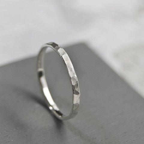 つや消し槌目 シルバーシンフラットリング 2.0mm幅 マットハンマー｜SILVER RING｜676