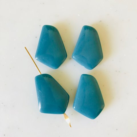 Dusty Blue Geometric Pentagon Beads 