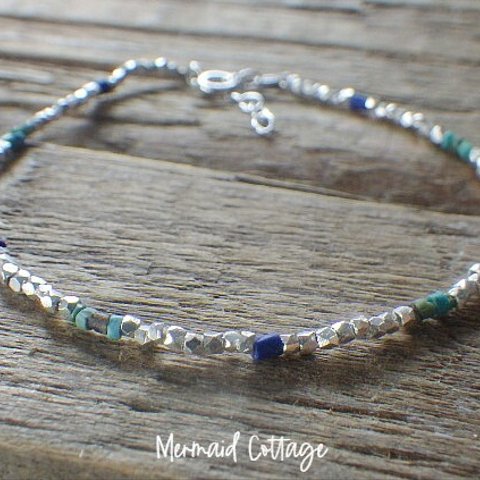 ☆12月誕生石☆*sv925*Karen Silver Lapislazuli & Turquoise Bracelet　カレンシルバー