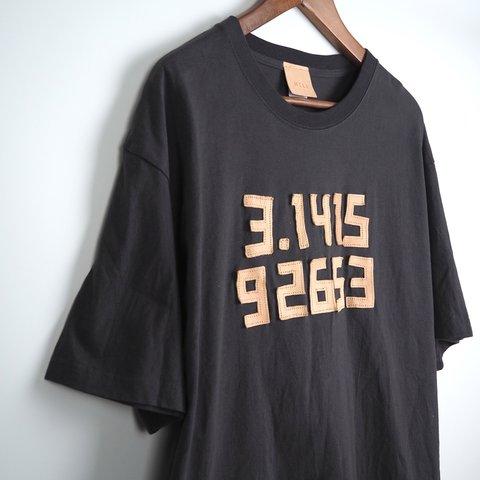 レザーパッチ「3.141592653」の 半袖 Tシャツ（5色）牛革 ワッペン