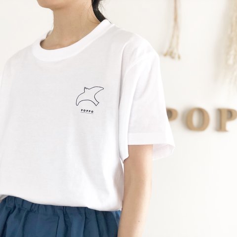 POPOのPOPPO(ポッポ)Tシャツ　ユニセックス　ホワイト 