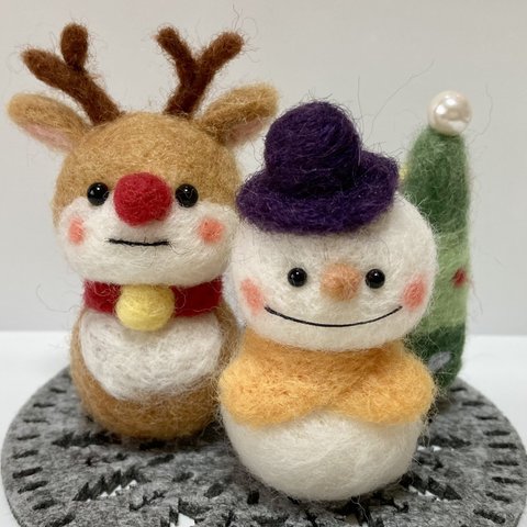 羊毛 クリスマス飾り 雪だるま♡トナカイ
