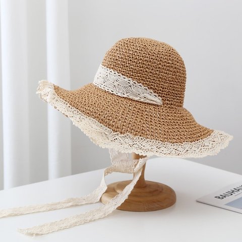【麦わら帽子】ストローハット シンプル 日よけ帽子 夏  日差し対策 つば広 帽子 ＵＶカット