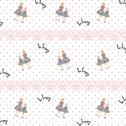 【NEW】トレペデザインペーパーセット　レトロガール　ピンク　10枚入
