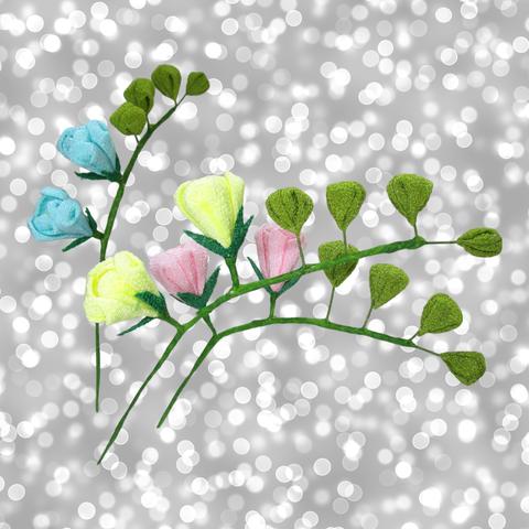 【4-003】花のキット：フリージア（ミントブルー・クリーム色・桜色）