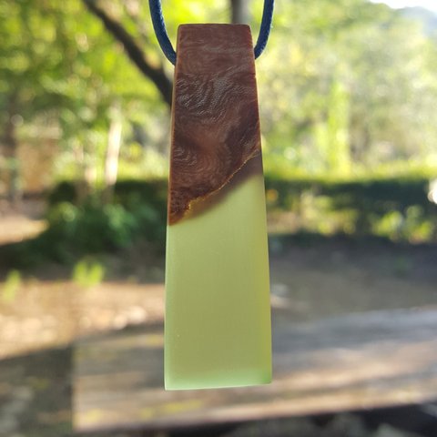 ウッドレジン　ケヤキと樹脂のネックレス　Fujino Wooden Jewelry