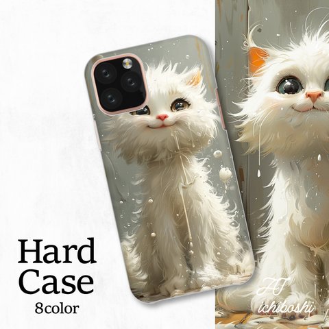 キトゥン 猫 可愛い ホワイト アート 全機種対応スマホケース 背面型 ハードケース NLFT-HARD-a155