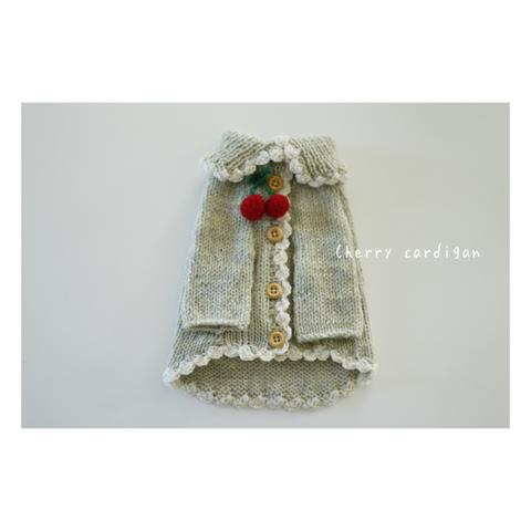 完成品　Cherry cardigan gray yellow 