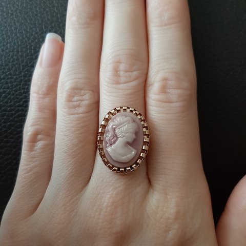 カメオリング　指輪　ピンク
