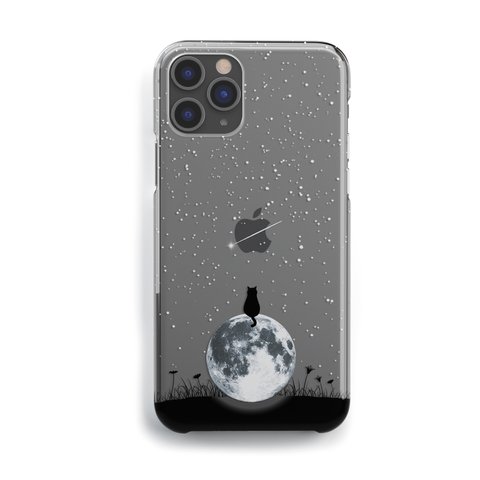 月の上の黒猫　iPhoneケース
