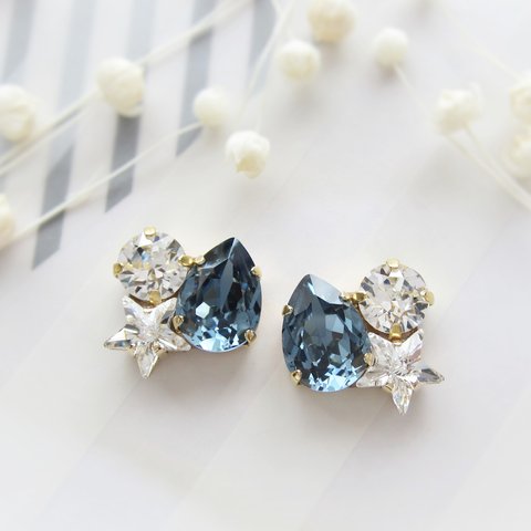 。☆星空のしずく☆。 earring／pierce(デニムブルー)*3404*