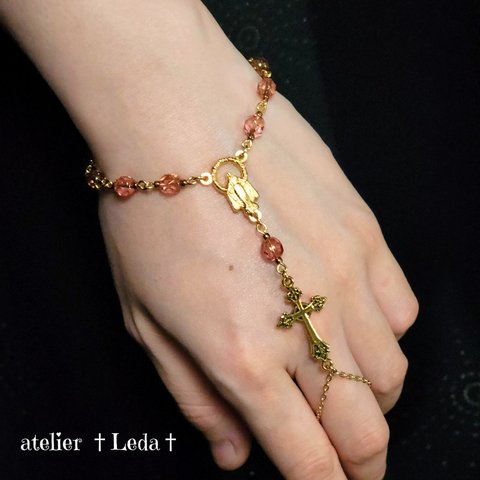 ☆ロザリオ ブレスレット☆Topaz Rosary slave blacelet