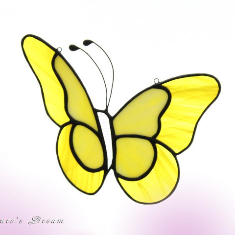 黄色い蝶のオーナメント（ステンドグラス）
