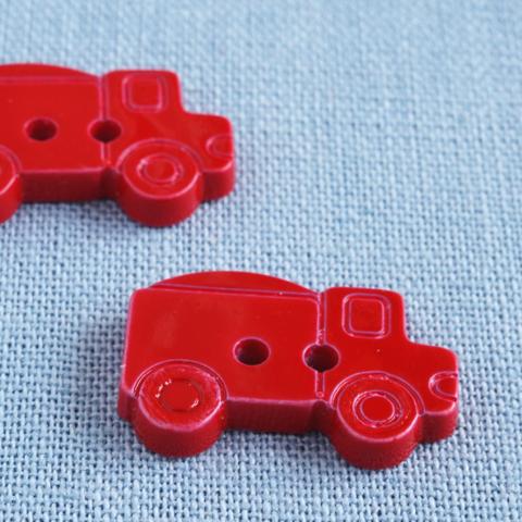 (2個) 21mm 赤いトラックのボタン　フランス製 ＊ 入園グッズ 男の子