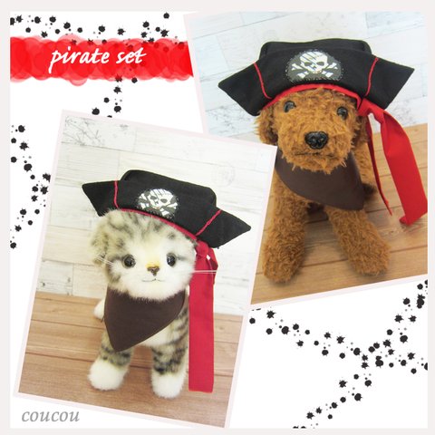 猫　or 小型犬 など 海賊帽セット