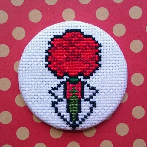 刺繍缶バッジ バラ