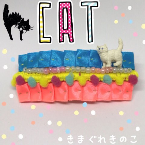 259)ねこのピカピカバレッタ。