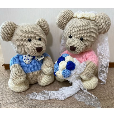 幸せ運ぶWedding teddy bear🧸❤️💙