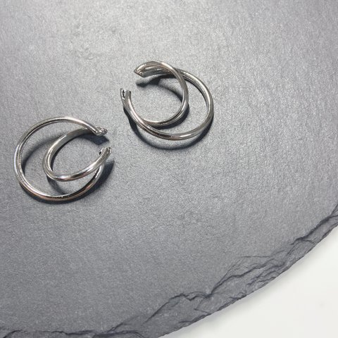 double ring ear cuff silver