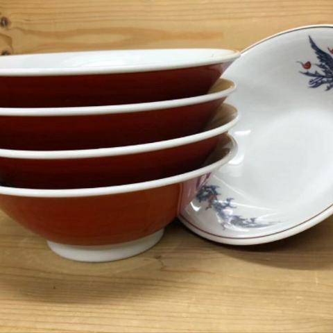 【新品】美濃焼製 朱巻竜鳳凰紋拉麺鉢 5セット 1個のサイズ/直径/約20.5cm×高さ/約7.5cm