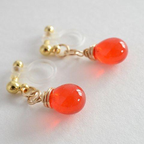 GLASS Larme earring/pierce オレンジバーミリオン