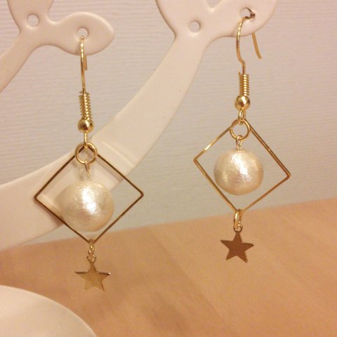 星♡コットンパール♡ピアス