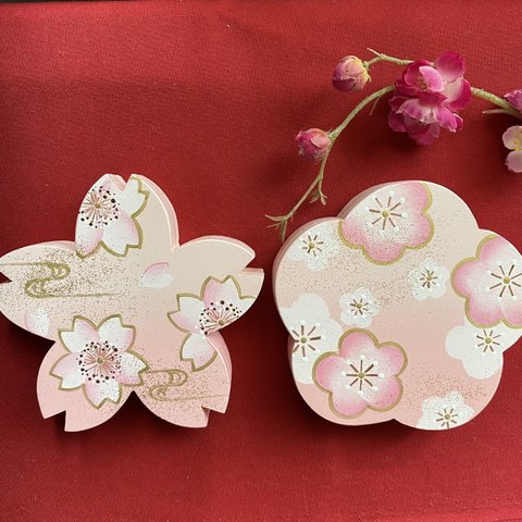 【新作】桜 と 梅のオブジェ【春】【ピンク】【2個セット】