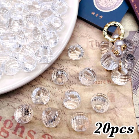 【14㎜ size】【20pcs】【brsr7039acrc】multifaceted cut clear acrylic beads 　鈴丸ビーズ
