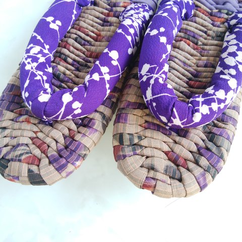 布ぞうり　24ｃｍ　和柄　紫