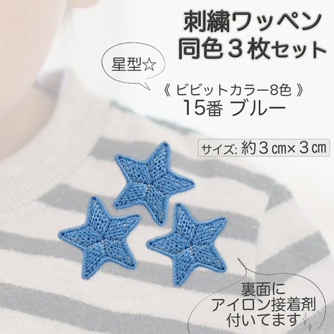 刺繍アイロンワッペン同色3枚セット