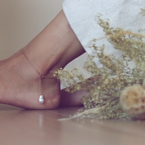 【Perle de blanc Jewelry】14kgf one pearl anklet