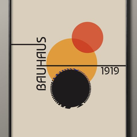 14634■ポスター　絵画　A3サイズ　『バウハウス　BAUHAUS』　アート　イラスト　デザイン　上級マット紙採用　北欧