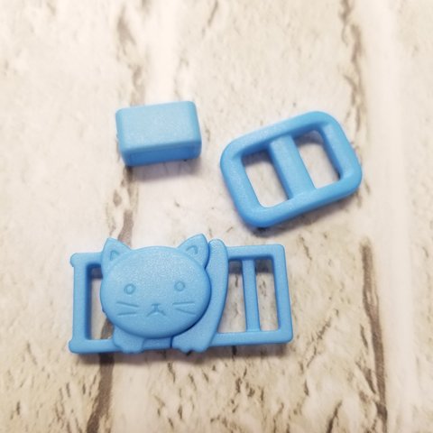 【送料無料】スカイブルー〇CAT FACE BUCKLE SET〇2セット〇セーフティバックル〇猫