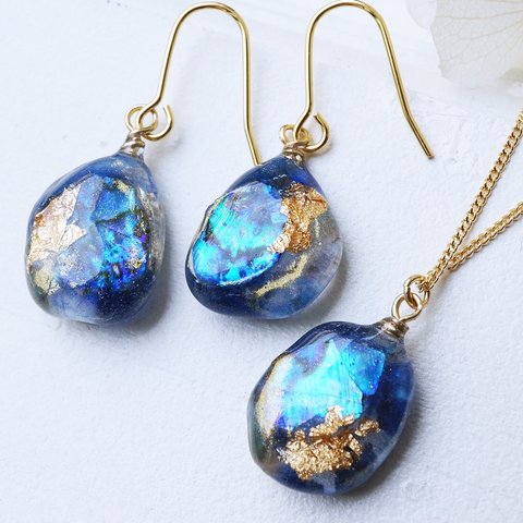 海色のガラスアートjewelryセット