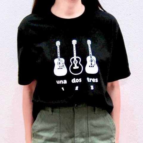 ギターTシャツ ユニセックス ブラック S M XL