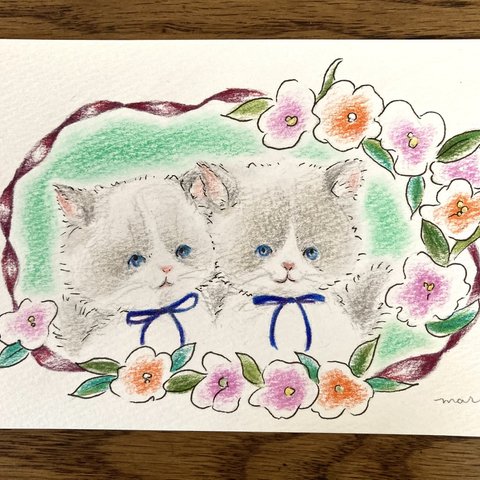 【こねこたち】　原画　額入り