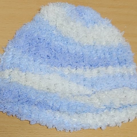 【ハンドメイド】手編み ニット帽 水色