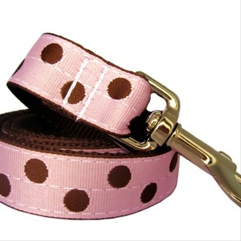 犬リード 幅2.5㎝ Candy Dot: Brown on Pink