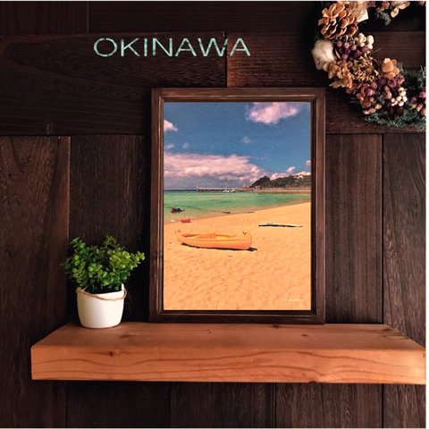 【送料無料】南国の風景☆OKINAWA No.754                   フレーム付    A4サイズ